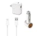 IONIC Note 6 Charger Set Dual USB Car Charger and Dual USB Wall Charger with USB-C Cable 3ft compatible with Samsung Galaxy Note 6 (WHITE)
