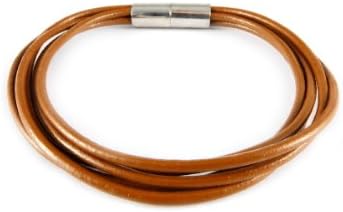 Adjustable for Men and Women Light Brown Multi Cord with Magnetic Stainless Steel Clasp Leather Bracelet