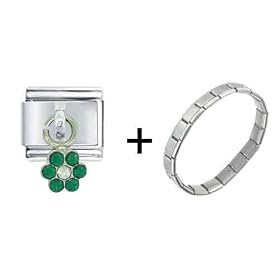 Flower Green Italian Charm Bracelet by Pugster