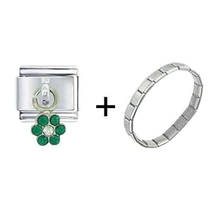 Flower Green Italian Charm Bracelet by 