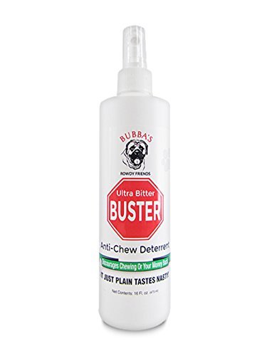 Ultra Bitter Apple Anti Chew Spray: Patented Chewing Deterrent 16 OZ -Effective Training Aid For Puppies-Dogs-Cats And Other Pets-Features Tea Tree Oil To Reduce Irritation And Promote Healing From Hot Spots. It Just Plain Tastes Nasty.