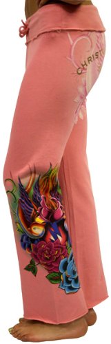 CHRISTIAN AUDIGIER Ed Hardy Womens Casual Tattoo Birds Flowers Lounge Sweatpants Pants