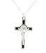 St. Benedict Crucifix -1 and 1/2'' in Height - 17'' Silvertone Necklace with Black Enamel - IMPORTED