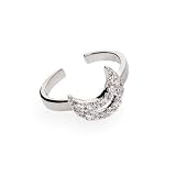 Eve's Addiction Dazzling CZ Moon Silver Toe Ring