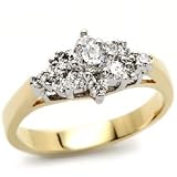 Two Tone Ring with Clear CZ - Sizes 5-10