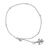 Sparkling CZs by the Yard Silver Fleur de Lis Anklet