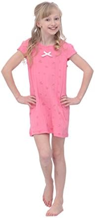 VIV&amp;LUL Little Girls' Summer Short Sleeve Cotton Night Sleepwear Dress Pink Size US 6
