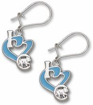 Chicago Cubs 1/2 I Heart C Bear Enamel Dangle Earrings - Sterling Silver Jewelry