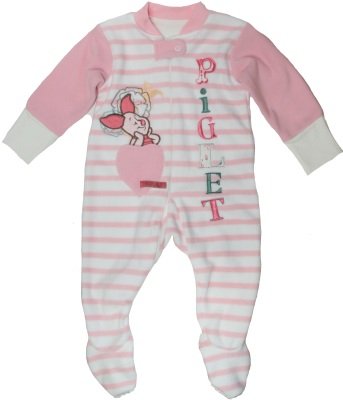Ex Store Baby Girls Fleece Pink Stripe Piglet Sleep Suit 18-24 Months