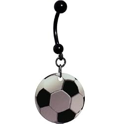 Handcrafted Black Anodized Titanium Soccer Ball Belly Ring