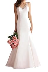 Satin Spaghetti Strap Natural   Waistline Mermaid Lace Sheer Wedding Dress 