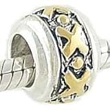 Sterling Silver & 14K Gold HUGS and KISSES BEAD fits PANDORA BIAGI CHAMILIA Charm Bracelet GIFT BOXED