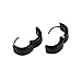 Voberry Men Women Unisex Black Hoop Huggie Earrings in Stainless Steel One Pair