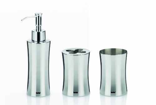 Kela 390104 Badset Gloria Edelstahl Gl&auml;nzend 3-teilig - Becher, Zahnb&uuml;rstenhalter und Seif Preisvergleich