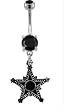 PENTAGRAM WITH BLACK GEMS BELLY RING