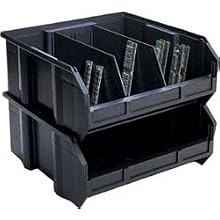 Quantum QUS239 Plastic Storage Stacking Ultra Bin, 10-Inch by 8-Inch by 7-Inch, Black Conductive, Case of 6