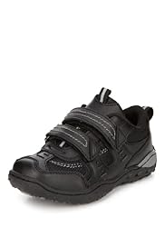 Coated Leather Twin Riptape Trainers