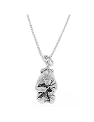 Sterling Silver Panda Bear Eating Bambo Necklace