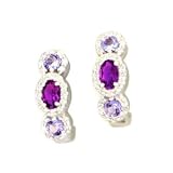14K Amethyst, Tanzanite & Diamond Earrings