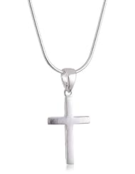 VINANI brand Germany 925 Sterling Silver Women Pendant slim Cross matte with Snake Chain Necklace AKX-S