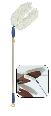 Casabella Microfiber Cabinet and Fan Duster with Telescoping Pole - Blue and Yellow (Pack of 12)