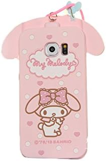 Jicheng Electronic for Samsung Galaxy S6 Case 3D Cute My Melody 3D Cute Cartoon Pink Lanyard Silicone Back Cover Case for Samsung Galaxy S6
