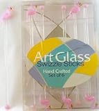 Pink Flamingo Glass Swizzle Sticks, Set of 6