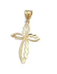 Fashion Cross Pendant Solid 14k Yellow Gold Charm 1.25 inch