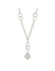 Sterling Silver Polished & Textured Fancy Drop Necklace. 18in long.