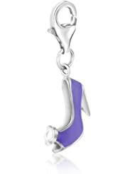 Sterling Silver High Heel Shoe Charm in Lavender Tone Enamel Finish