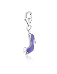 Sterling Silver High Heel Shoe Charm in Lavender Tone Enamel Finish