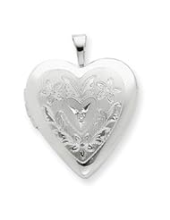 Silver 20mm Flowers Diamond Heart Locket