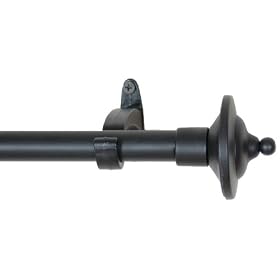 Window Curtain Rod Drapery Rod 44 Inch - 108 Inch Spin Step Black by Backyard Bargain LLC