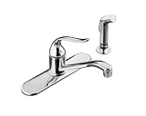 KOHLER 15172-FG-CP Coralais Single-Control Kitchen Faucet with 12-Inch Spout, Sidespray and Lever Handle, Polished Chrome