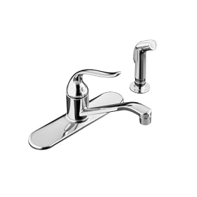 KOHLER 15172-FG-CP Coralais Single-Control Kitchen Faucet with 12-Inch Spout, Sidespray and Lever Handle, Polished Chrome