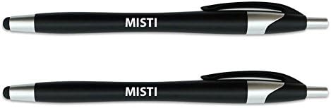 Misti Stylus with Retractable Black Ink Ball Point Pen 2-in-1 Combo Works On Any Touch Screen Device Including iPad, iPhone, Tablets and More - 2 Pack - Black