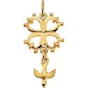 14K Yellow Gold Huguenot Cross Pendant