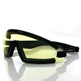 Bobster Action Eyewear Wrap Around Goggle, Black Frame, Yellow Lens