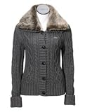 PIKEUR Damen Strickjacke mit Fellkragen ELENA