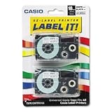 Tape Cassettes for EZ-Label Printers, 3/4, White/Black, 2/Pack CSOXR18WE2S