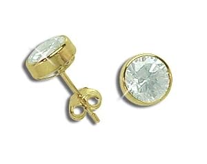 Ohrstecker per Stück echt 14 Karat Gold 585 mit Zirkonia 6mm (Art. 602032/811125)