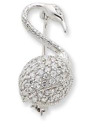 Sterling Silver CZ Flamingo Pin