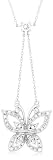 Sterling Silver Cubic Zirconia Butterfly Drop Pendant, 18