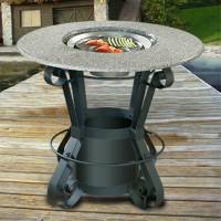 California Outdoor 103A-BK Sunset Gold Solano 42" Black Grill Bar Height Table - 103A-BK