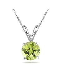 2.08 Cts of 8 mm AA Texas Star Peridot Solitaire Pendant in 14K White Gold
