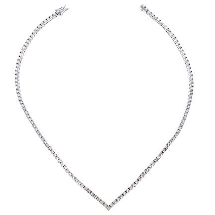 V-Shaped Cubic Zirconia Sterling Silver Tennis Necklace