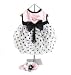 chihuahua30  - Pink Satin Polka Dot Chiffon Dog Dress Set