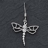 Sterling Silver CZ (Cubic Zirconia) Dragonfly Earrings