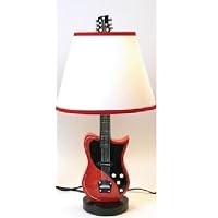 Electric Guitar Lamp RED with Red Trimmed Shade