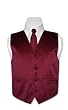 Covona BOY'S Solid BURGUNDY Color Dress Vest NeckTie Set